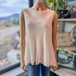 Max Studio Specialty Products, Light Pink Crochet Cotton Blouse, Women's Medium